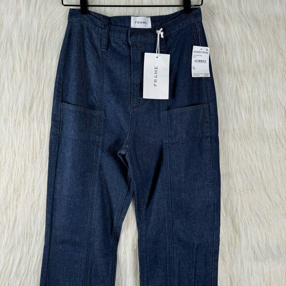 NWT Frame Seamed Pocket Pants Dark Blue Wash Women’s High Rise Stretch Size 25 - Picture 4 of 11